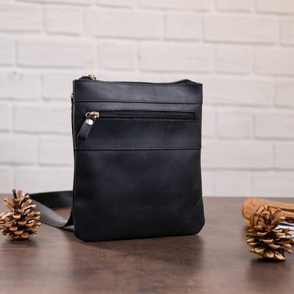 Leather Bag SHVIGEL 11024 Black Genuine Leather Handmade from Ukraine