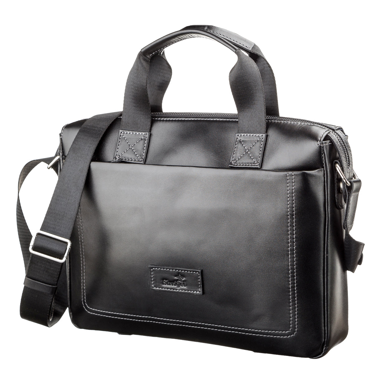 Men's Leather Bag SHVIGEL 11107 Black, Made in Ukraine, Natural Leather Material