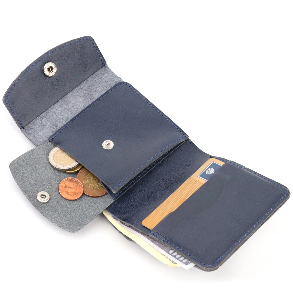 Comfortable SHVIGEL Wallet 16622 Genuine Leather Blue - Made in Ukraine