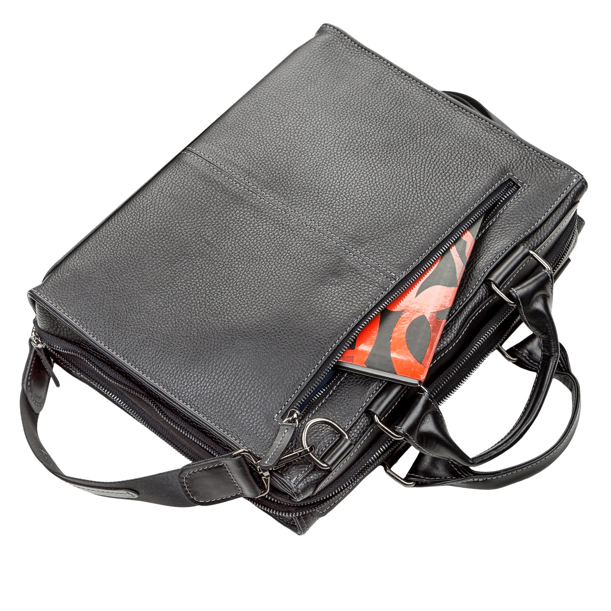 Men's Leather Bag SHVIGEL 11116 Black High-Quality Natural Leather from Ukraine
