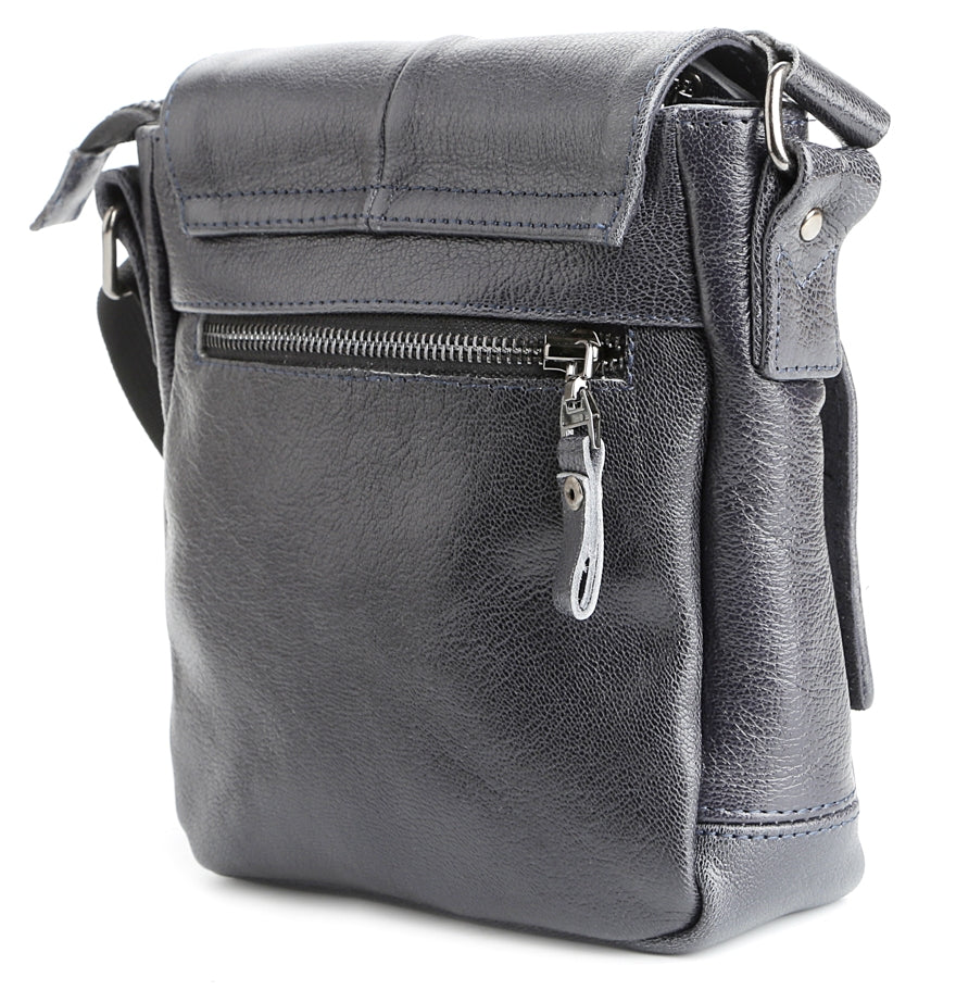 Messenger Bag SHVIGEL 00965 Blue Genuine Leather Made in Ukraine Stylish Design