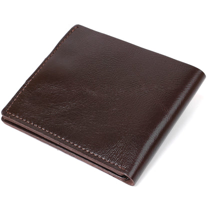 Universal Men's Wallet SHVIGEL 16464 Brown Genuine Leather from Ukraine