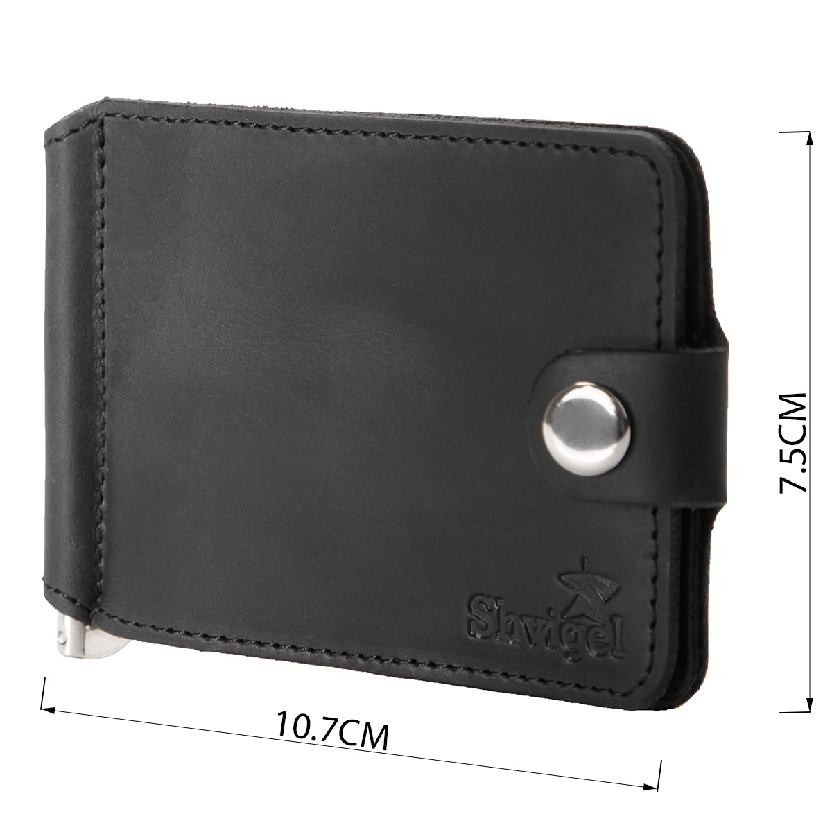 Vintage Leather Money Clip SHVIGEL 13787 Black Genuine Leather Ukraine
