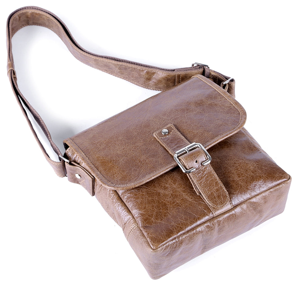 Leather Bag SHVIGEL 00918 Brown Genuine Cowhide Handmade in Ukraine