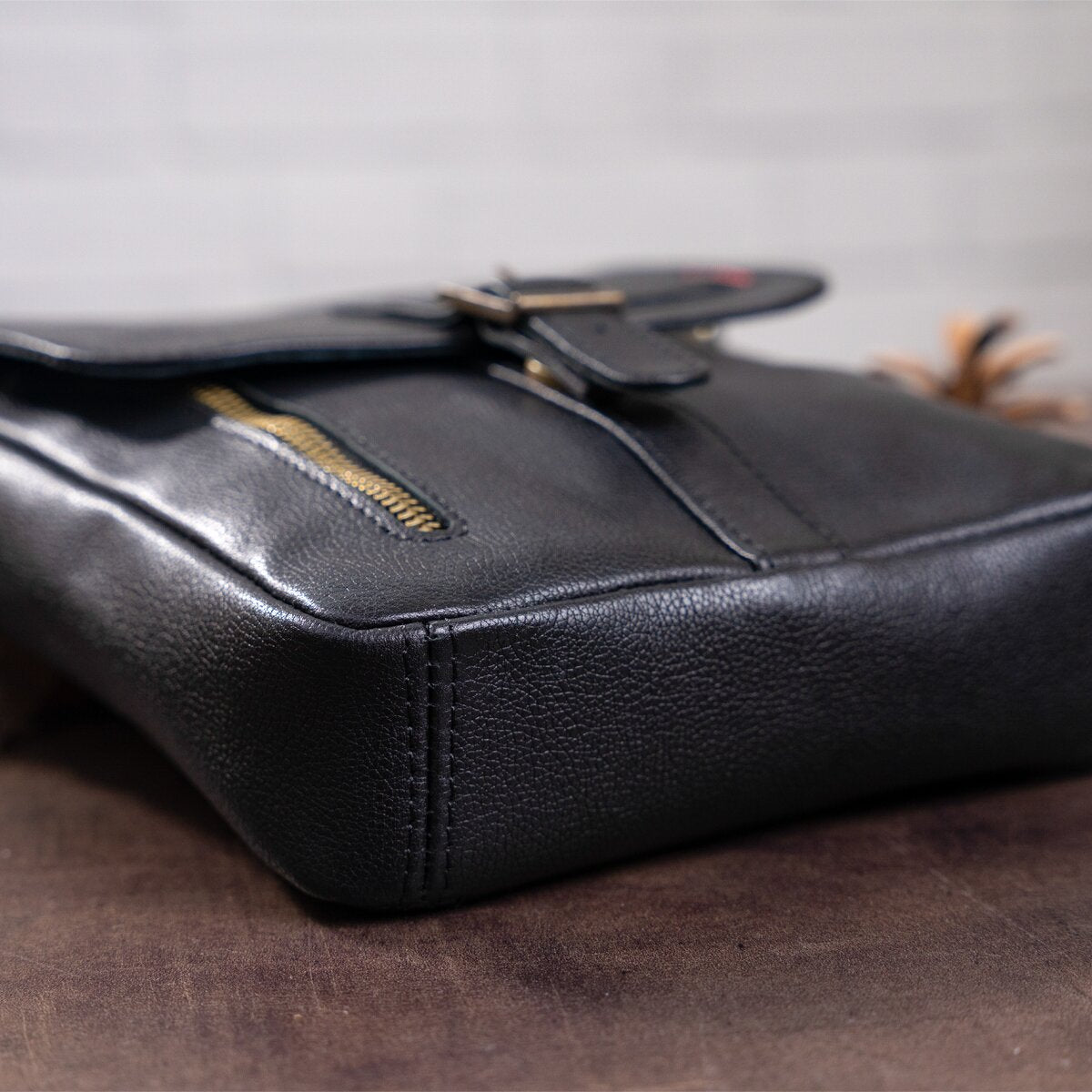 Men's Leather Bag - SHVIGEL 19100 - Black - Natural Leather - Handmade in Ukraine
