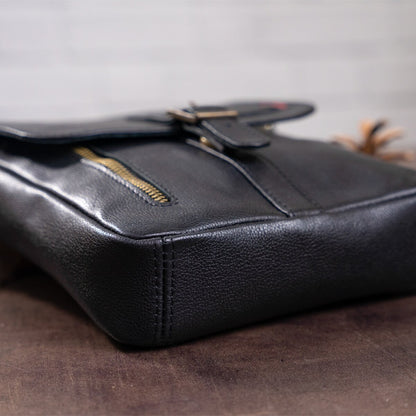 Men's Leather Bag - SHVIGEL 19100 - Black - Natural Leather - Handmade in Ukraine