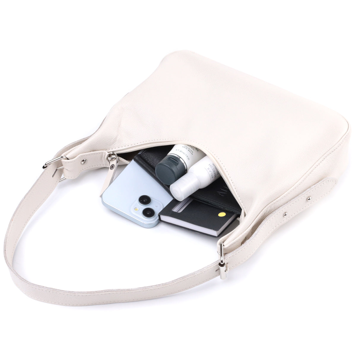 Baguette Bag SHVIGEL 22831 Beige Adjustable Leather Strap Made in Ukraine