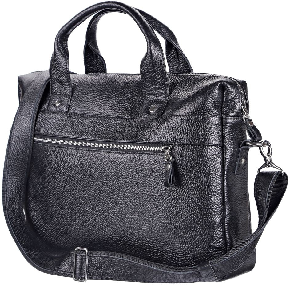Laptop Bag SHVIGEL 11000 Black Genuine Leather Stylish Design for Professionals