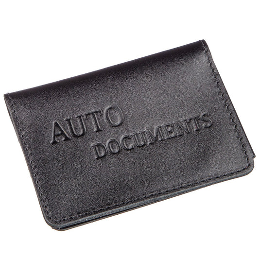 Leather Auto Document Holder with 3 Slots SHVIGEL 13966 Black for Drivers - Ukrainian Craftsmanship