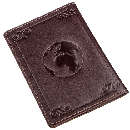Leather Passport Holder with Card and Frame SHVIGEL 13983 Brown Natural Leather for Passport from Ukraine