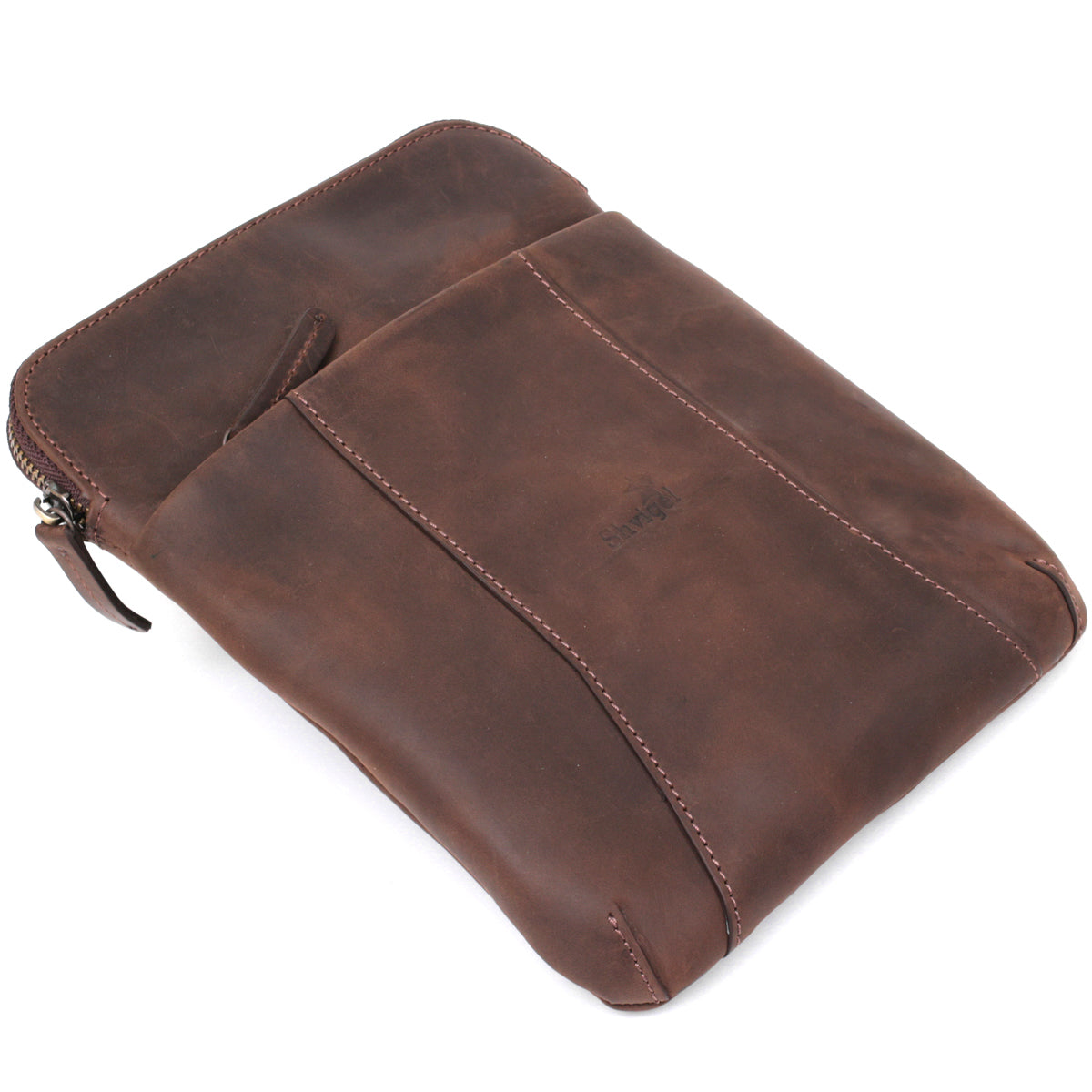 Stylish Men's Vintage Leather Messenger Bag SHVIGEL 11180 Brown, Genuine Leather