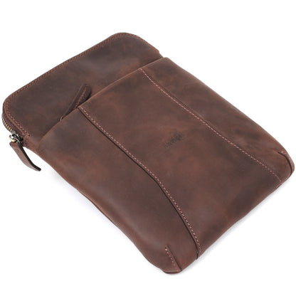 Stylish Men's Vintage Leather Messenger Bag SHVIGEL 11180 Brown, Genuine Leather