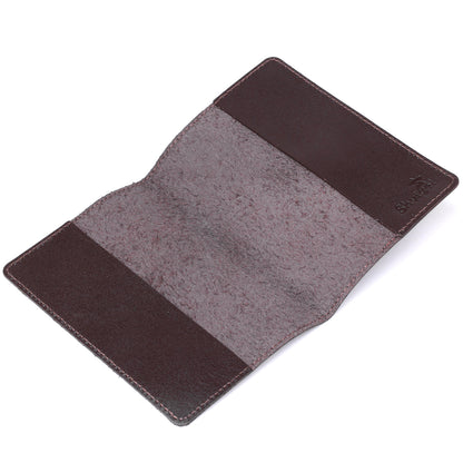 Genuine Leather Passport Cover SHVIGEL 13976 Brown for Travel Protection