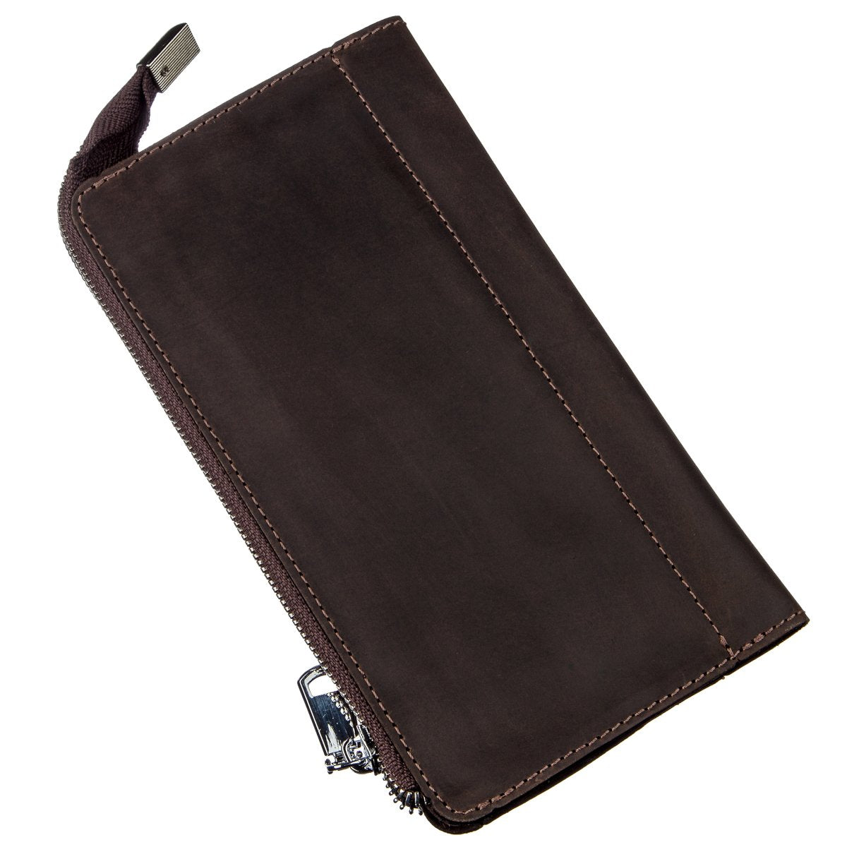 Men's Matte Leather Clutch SHVIGEL 16189 Brown Authentic Ukrainian Design Natural Leather