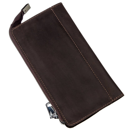 Men's Matte Leather Clutch SHVIGEL 16189 Brown Authentic Ukrainian Design Natural Leather
