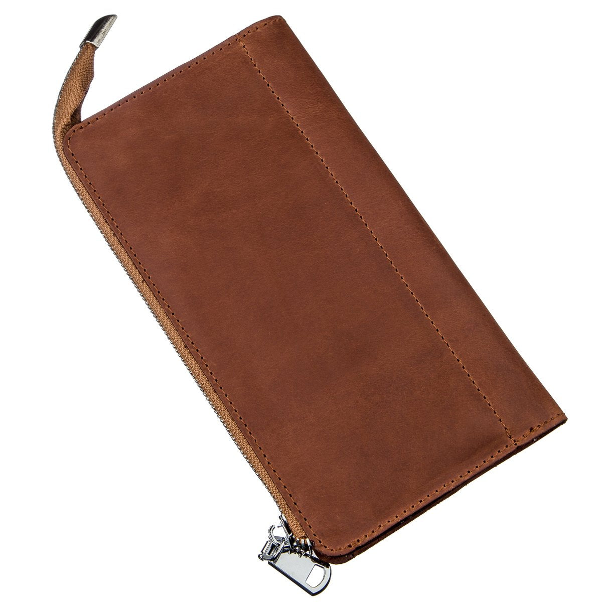 Unisex Vintage Leather Clutch SHVIGEL 16190 in Reddish Brown – Made in Ukraine, Genuine Leather