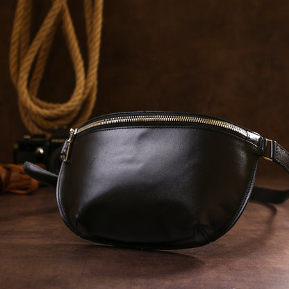 Leather Universal Women's Fanny Pack SHVIGEL 16383 Black Genuine Leather
