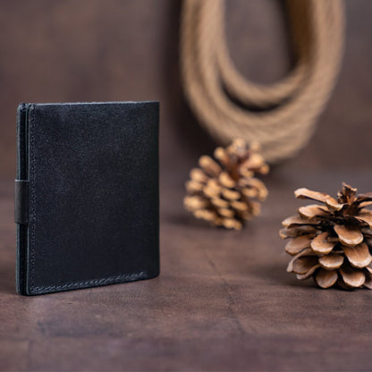 Vertical Men's Leather Wallet SHVIGEL 16225 Black Genuine Leather Crafted in Ukraine