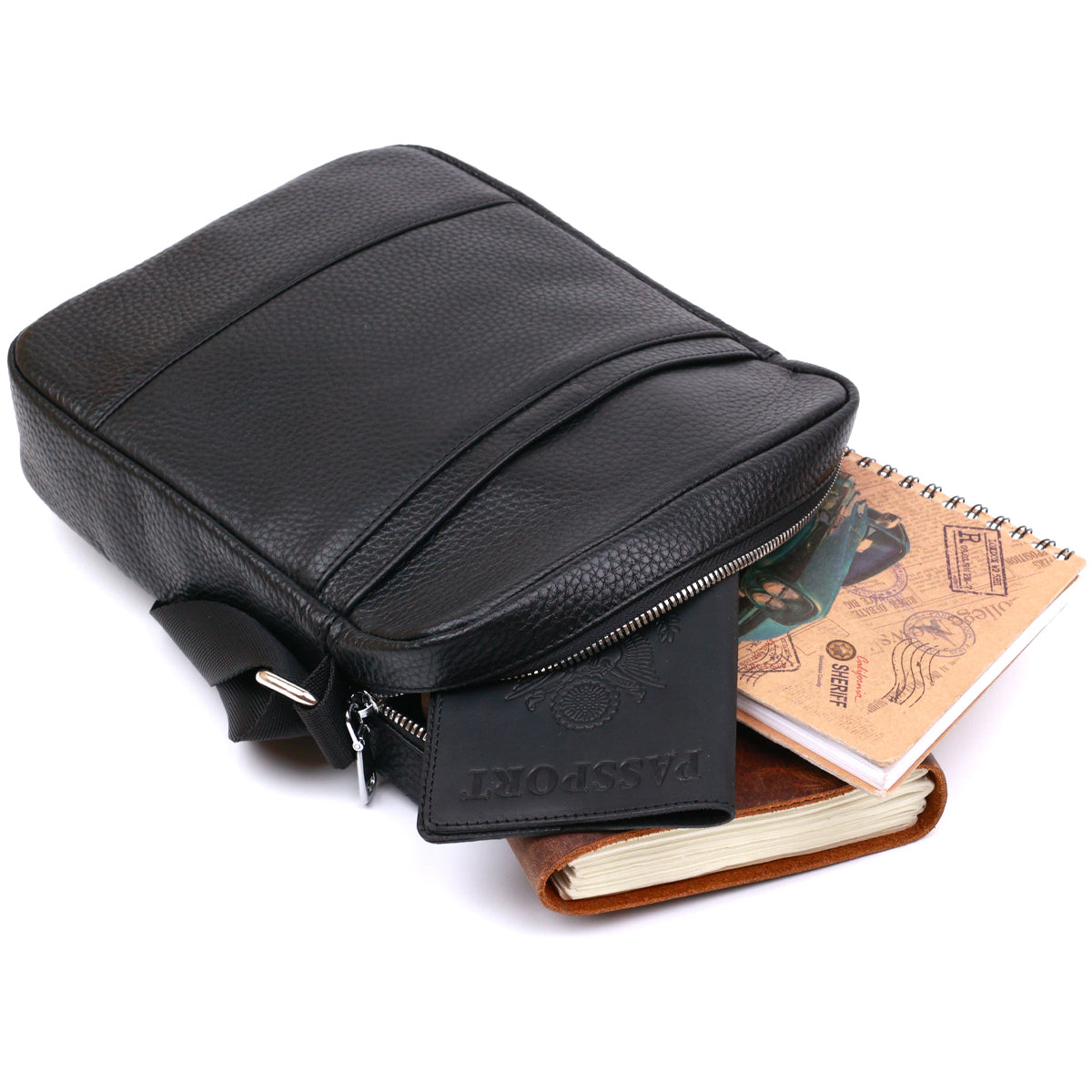 Men's Shoulder Bag SHVIGEL 16334 Black Genuine Leather Practical Design