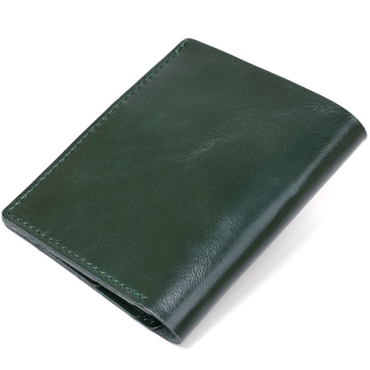 Practical SHVIGEL Leather Wallet 16504 Green - Natural Leather, Made in Ukraine