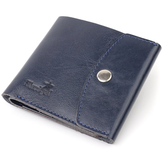 Comfortable SHVIGEL Wallet 16622 Genuine Leather Blue - Made in Ukraine