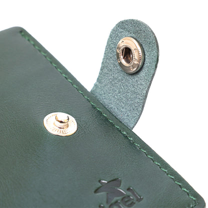 Practical SHVIGEL Leather Wallet 16504 Green - Natural Leather, Made in Ukraine