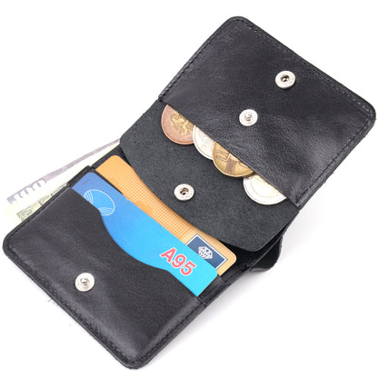 Men's Small Leather Wallet SHVIGEL 16606 Black Genuine Leather Quality Craftsmanship