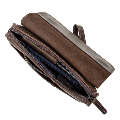 Men's Leather Clutch SHVIGEL 11085 Brown Natural Leather High-Quality Design