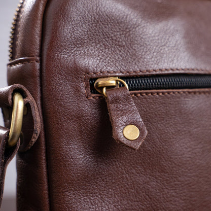 Men's Leather Bag SHVIGEL 19112 Brown Natural Leather Stylish Design