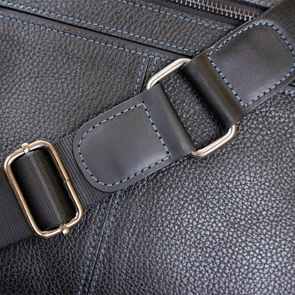 Business Shoulder Bag for Men SHVIGEL 11244 Black Genuine Floater Leather