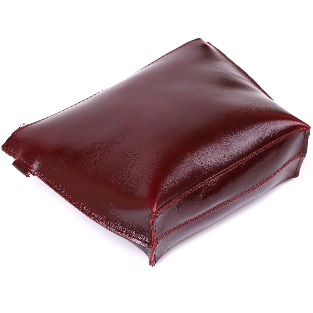 Leather Cosmetic Bag for Women SHVIGEL 16412 Burgundy Natural Leather Premium Quality