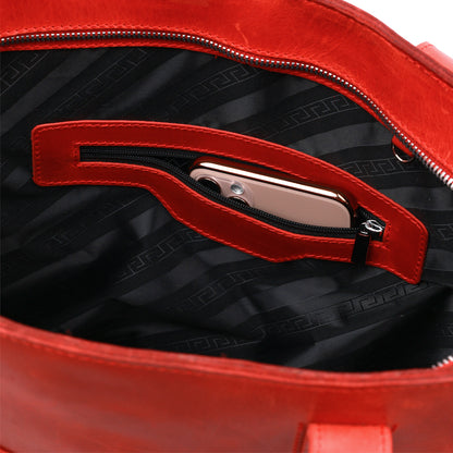 Vintage Bright Red Leather Bag by SHVIGEL 16348 – Made in Ukraine, Genuine Leather