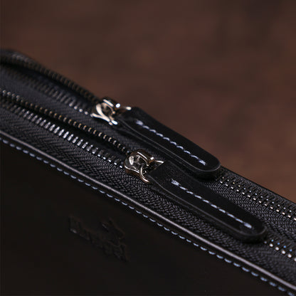 Men's Leather Clutch SHVIGEL 11082 Black Crafted from Natural Leather - Ukraine Made