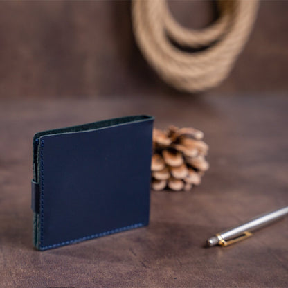 Horizontal Men's Wallet SHVIGEL 16216 Blue Genuine Leather from Ukraine