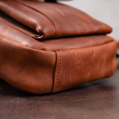 Vintage Leather Shoulder Bag SHVIGEL 11132 Natural Leather, Made in Ukraine