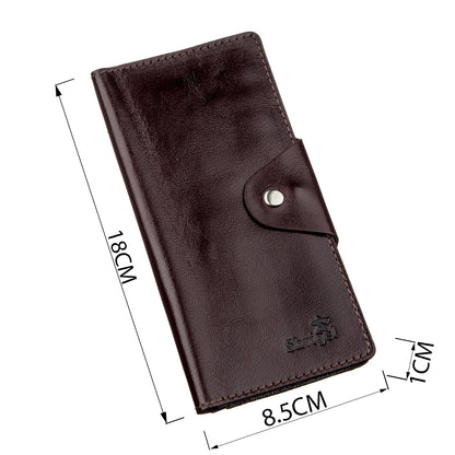 Vertical Men's Wallet SHVIGEL 16175 Brown Natural Leather with Snap Closure