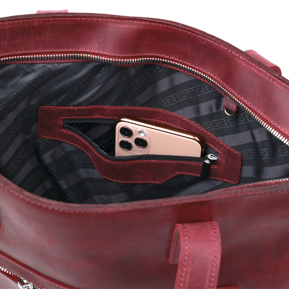 Vintage Women's Shopper Bag SHVIGEL 16350 Burgundy - Genuine Leather from Ukraine