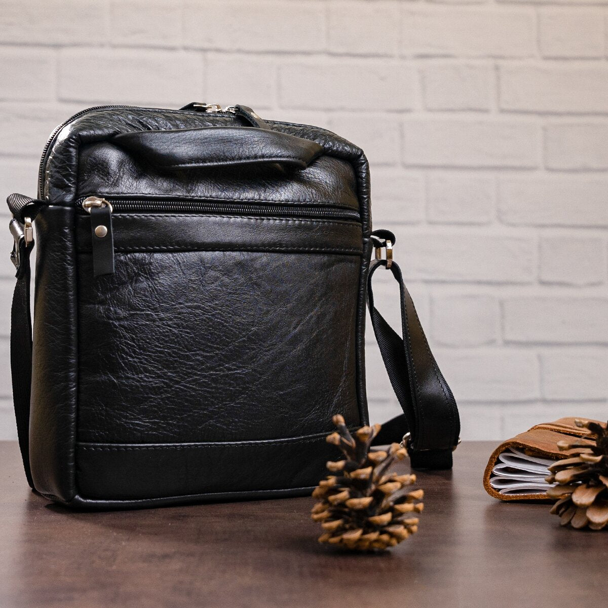 Elite Leather Men's Bag SHVIGEL 00791 Black, Genuine Leather, Ukrainian Craftsmanship
