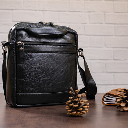 Elite Leather Men's Bag SHVIGEL 00791 Black, Genuine Leather, Ukrainian Craftsmanship