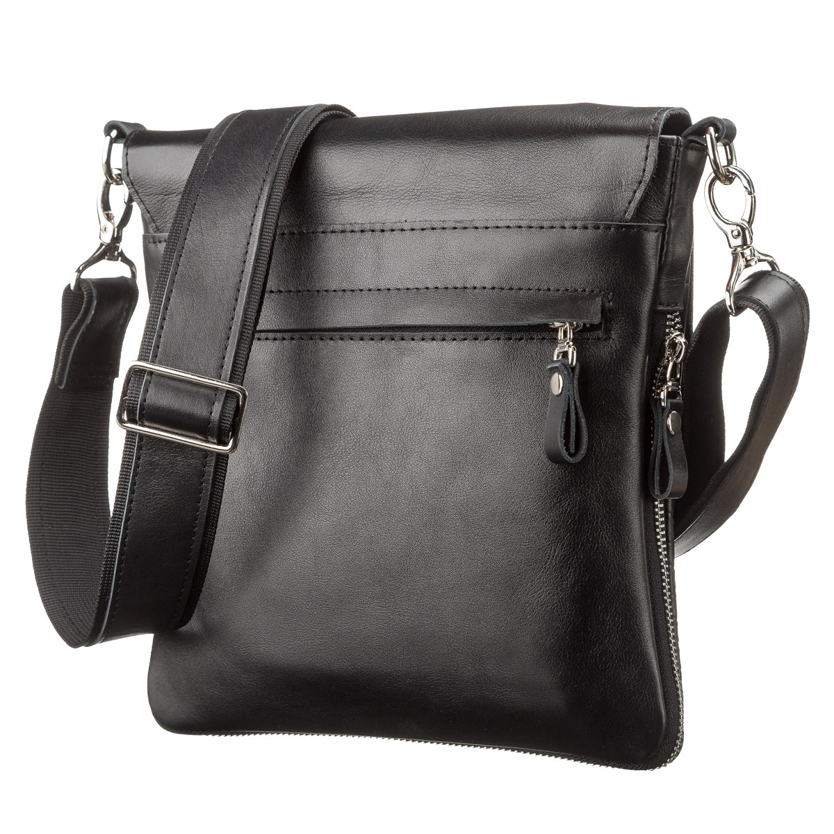 Leather Bag SHVIGEL 11124 Black Natural Leather Made in Ukraine with Durable Design