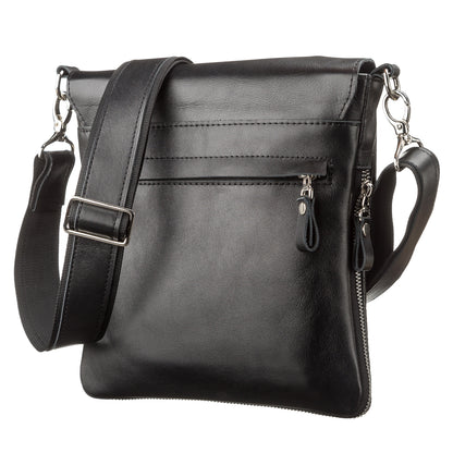 Leather Bag SHVIGEL 11124 Black Natural Leather Made in Ukraine with Durable Design