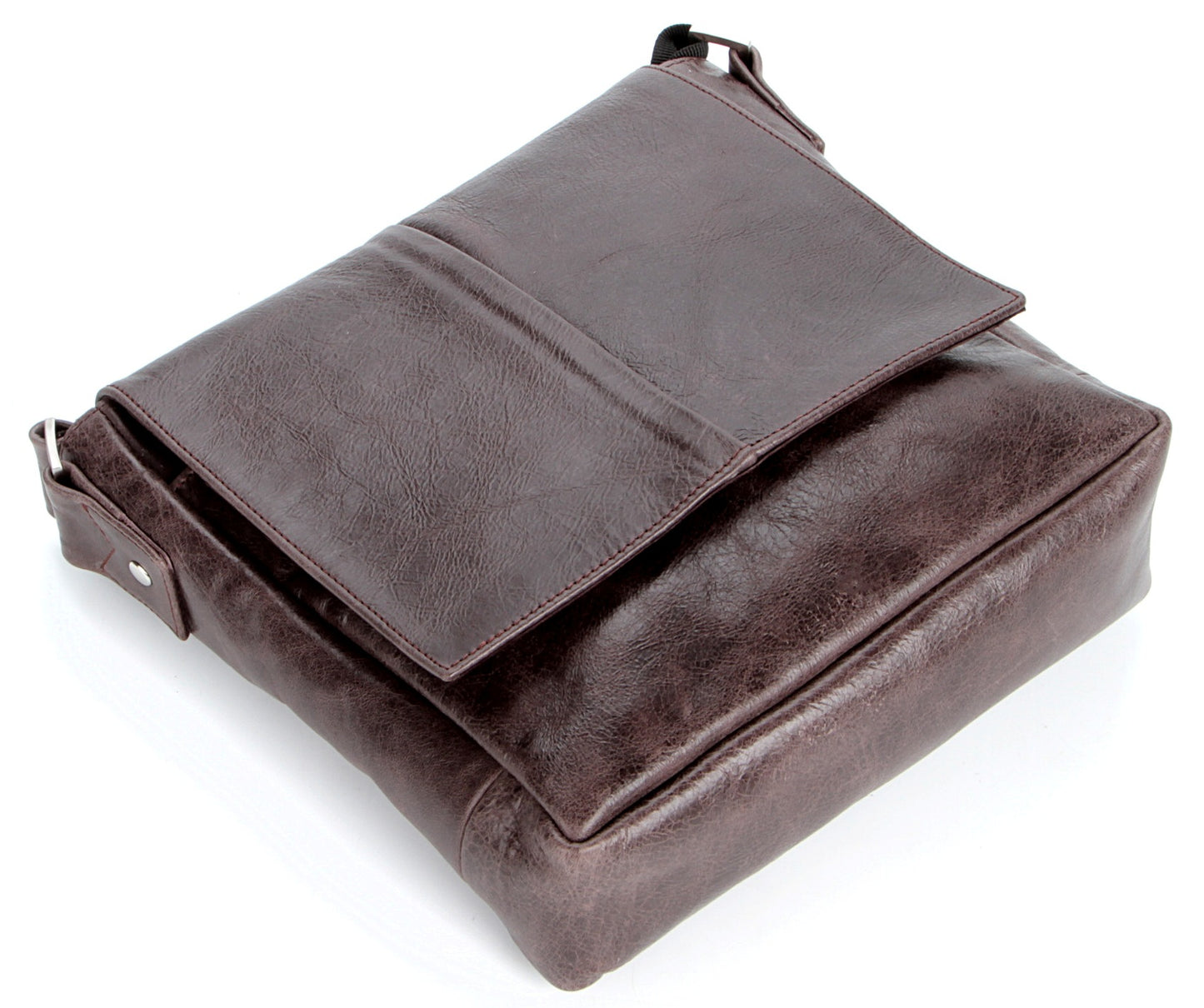Genuine Leather Messenger Bag SHVIGEL 00794 Brown - Stylish Ukrainian Design