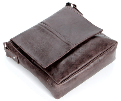 Genuine Leather Messenger Bag SHVIGEL 00794 Brown - Stylish Ukrainian Design