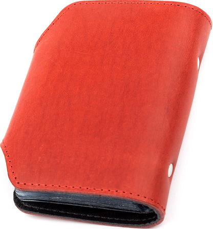 Vertical Business Card Holder SHVIGEL 13910 Red Genuine Leather for Business Cards