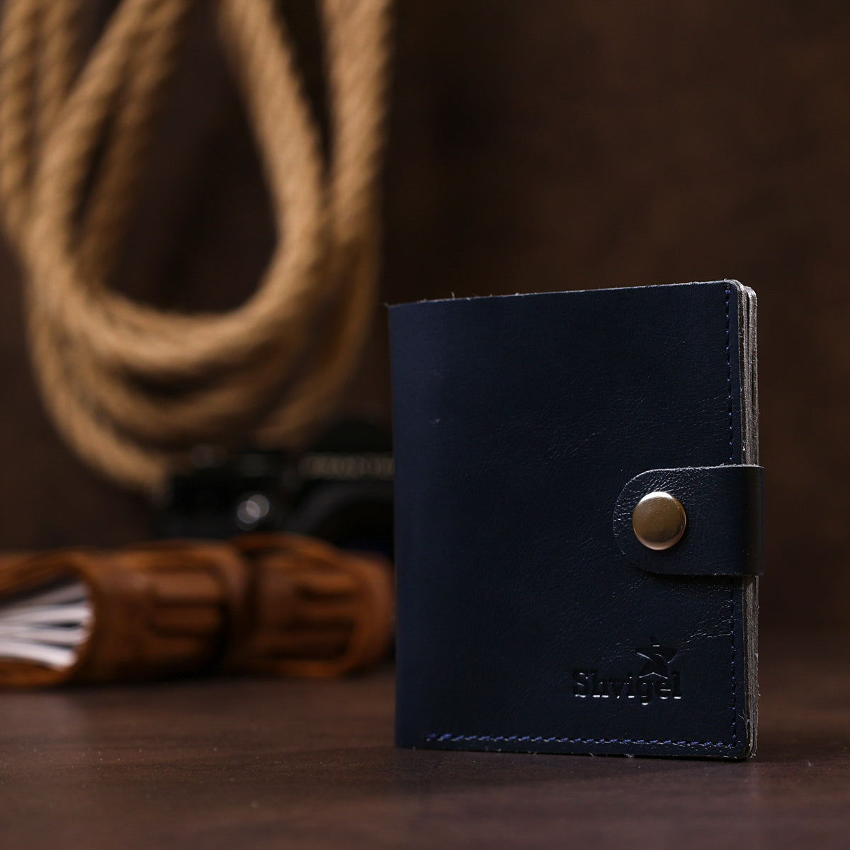 Comfortable Genuine Leather Wallet SHVIGEL 16507 Blue - Made in Ukraine, Stylish Design