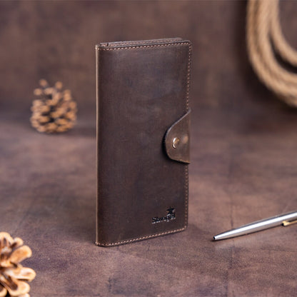 Men's Vintage Leather Wallet SHVIGEL 16169 Brown Natural Leather Craftsmanship