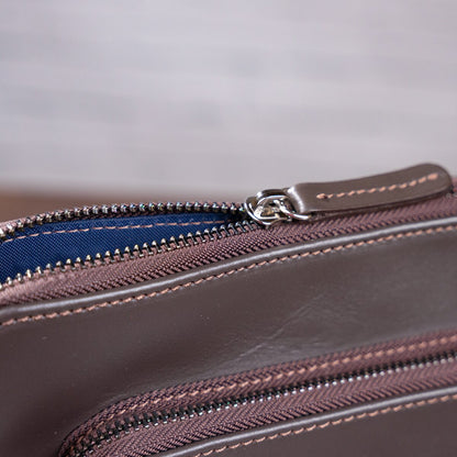 Men's Leather Bag SHVIGEL 11100 Brown Natural Leather Handcrafted in Ukraine