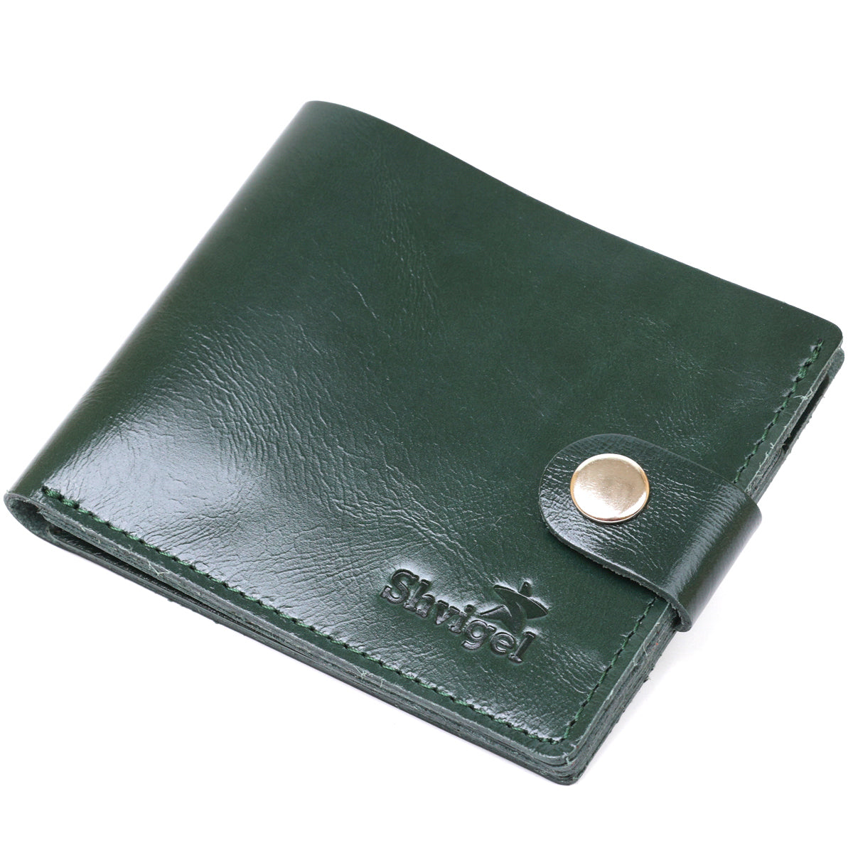 Universal Leather Wallet SHVIGEL 16462 Green Natural Leather Stylish Design