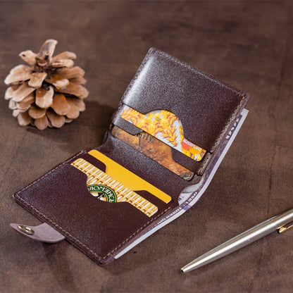 Vertical Men's Leather Wallet SHVIGEL 16222 Brown Natural Leather Handmade