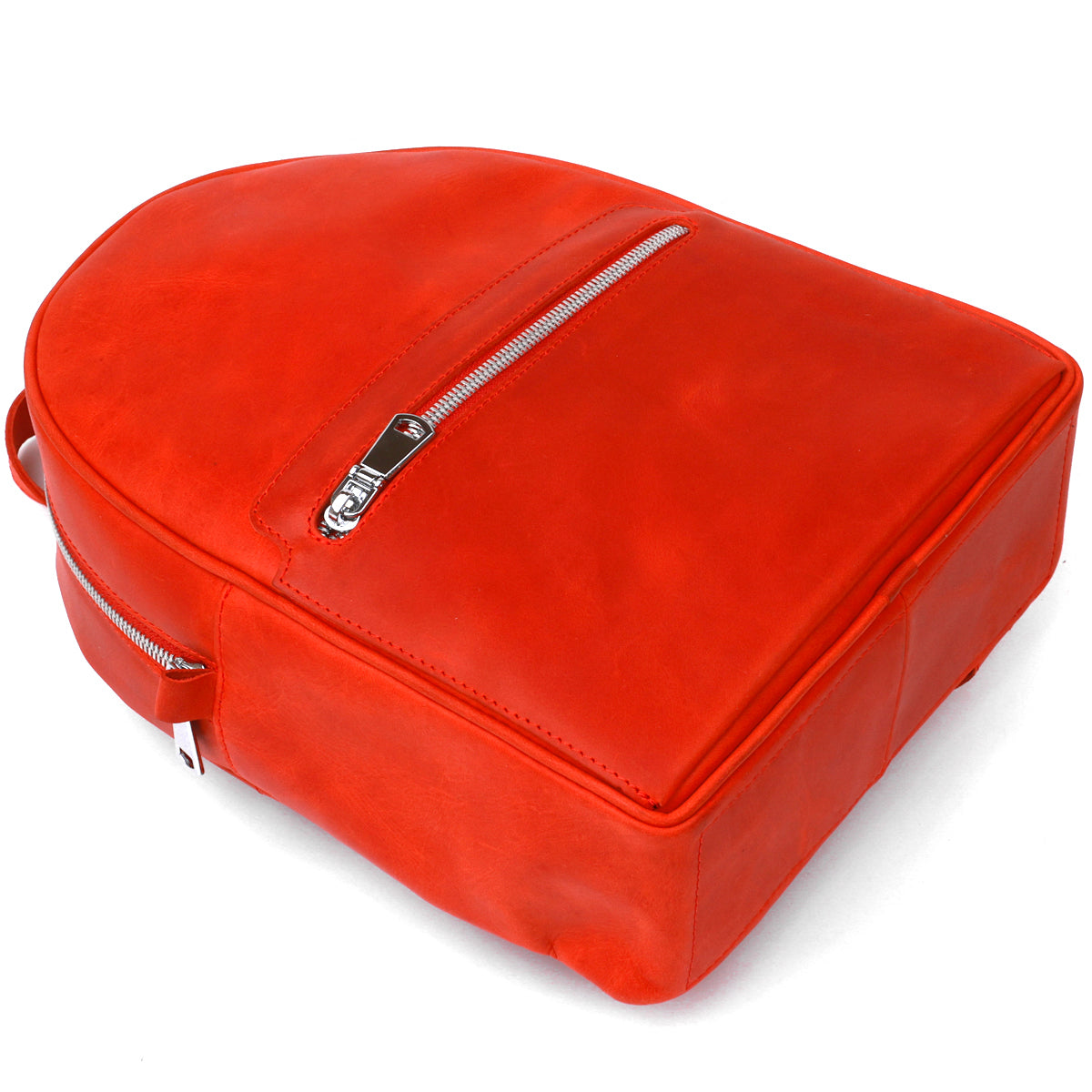 Vintage Compact Women's Backpack SHVIGEL 16312 Red Genuine Leather, Made in Ukraine